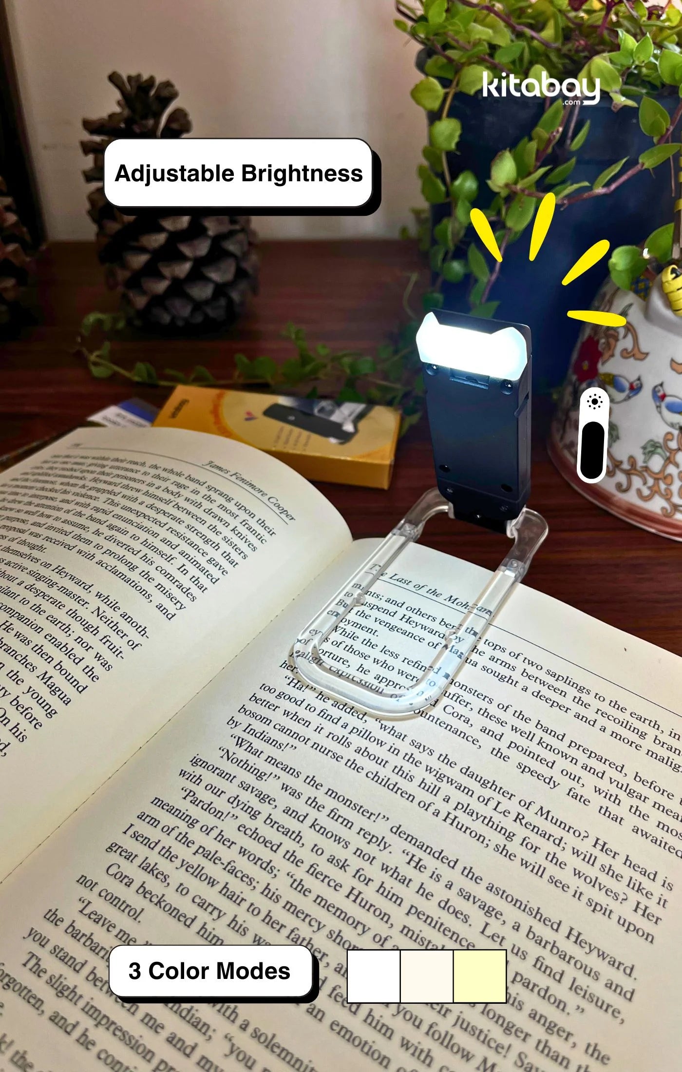 LED USB Rechargeable Book Reading Light | 3 Color Modes &amp; Adjustable Brightness