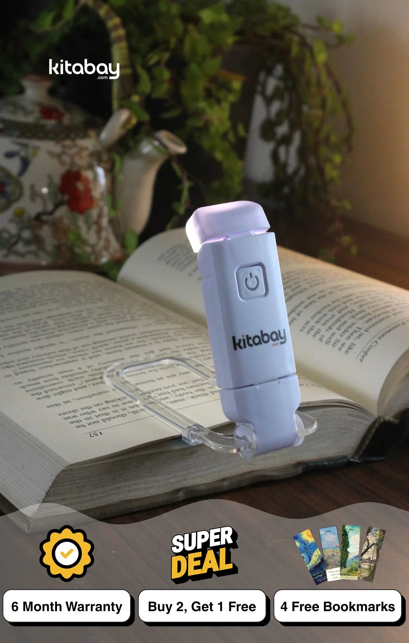 LED USB Rechargeable Book Reading Light | 3 Color Modes &amp; Adjustable Brightness