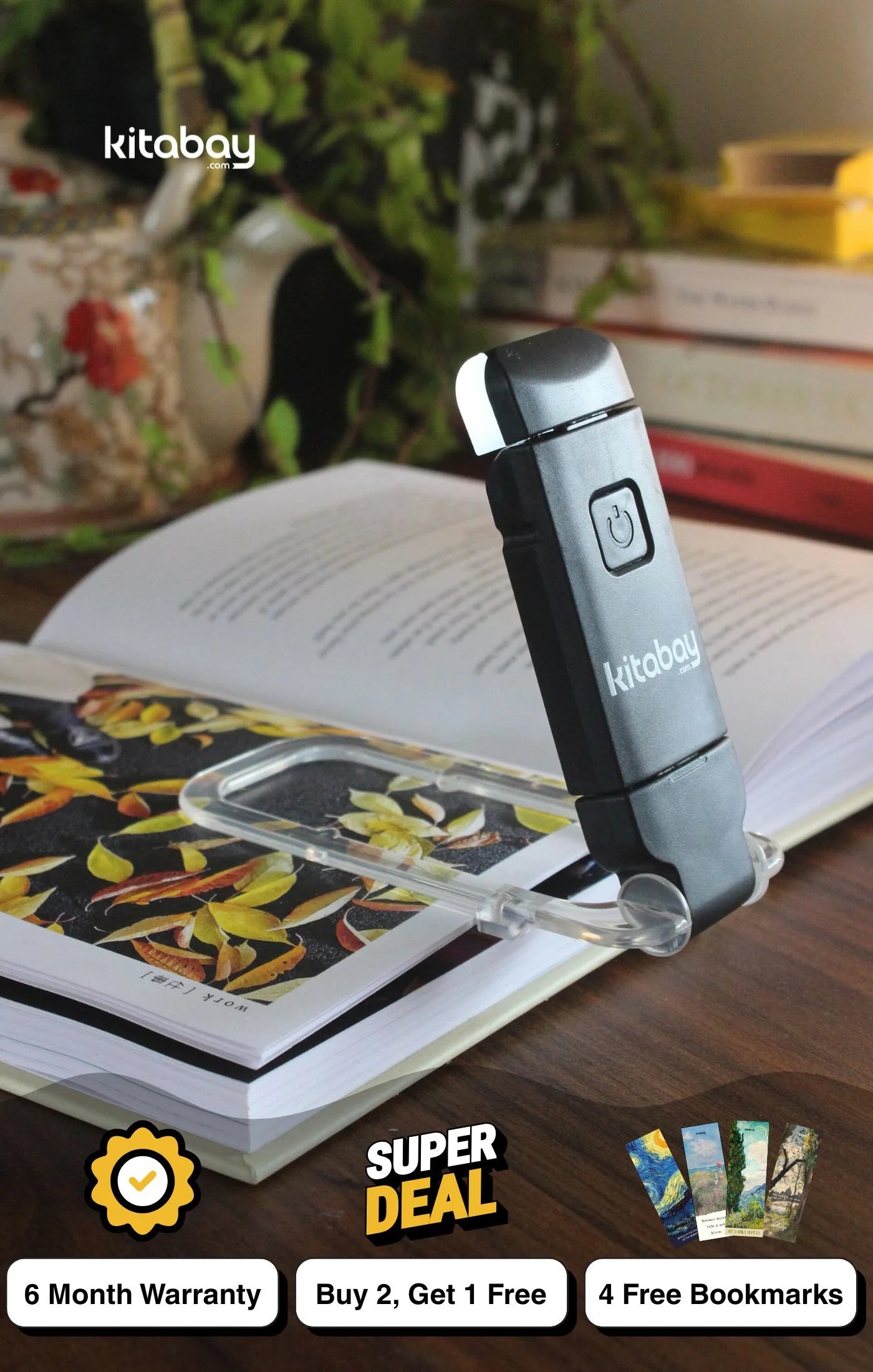 LED USB Rechargeable Book Reading Light | 3 Color Modes &amp; Adjustable Brightness