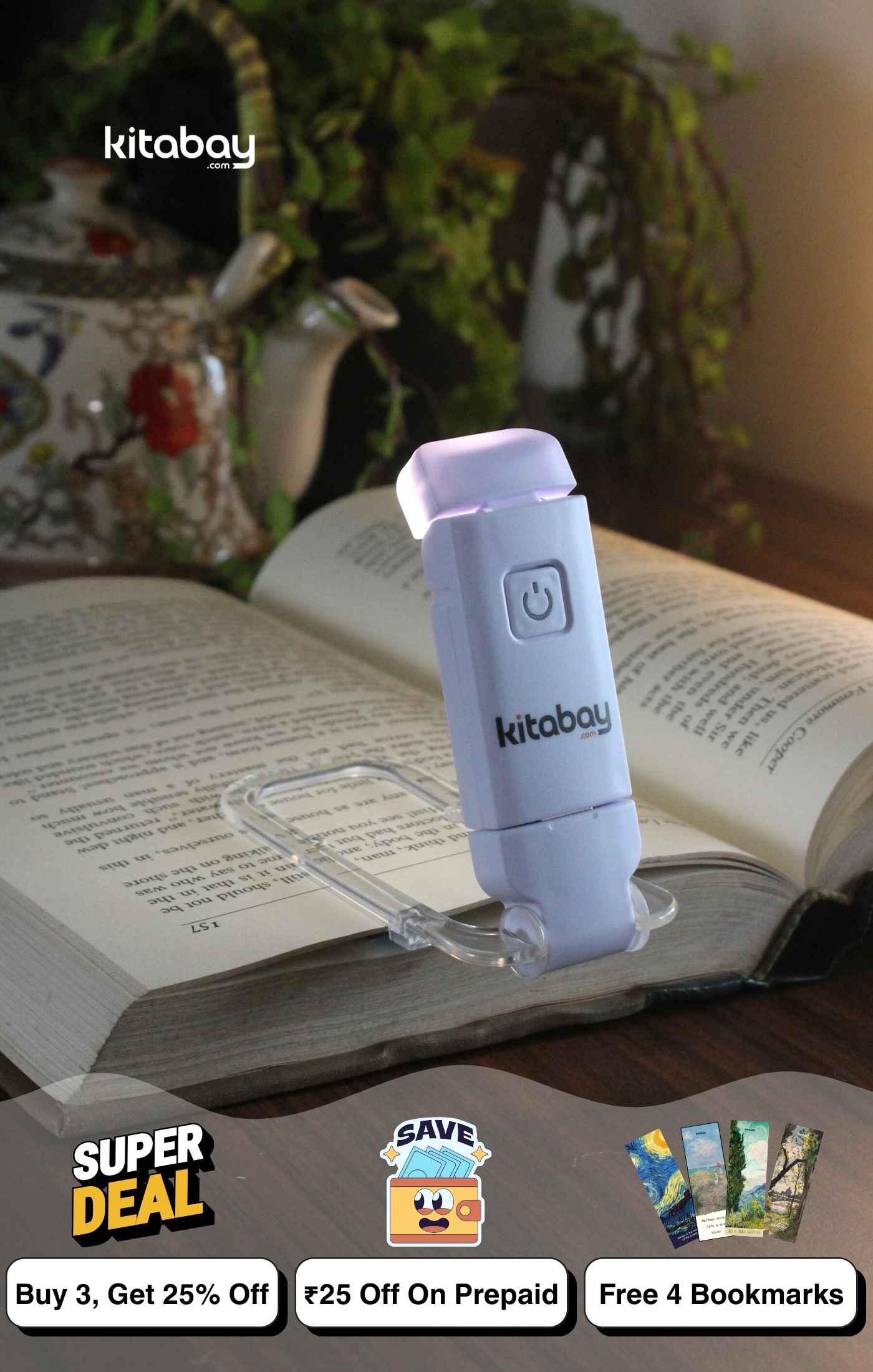 LED USB Rechargeable Book Reading Light | 3 Color Modes &amp; Adjustable Brightness