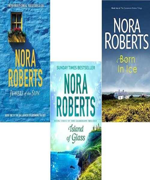 Nora Roberts Bestseller Book set Combo ( Jewels Of The Sun, Born in Ice, Island of Glass )