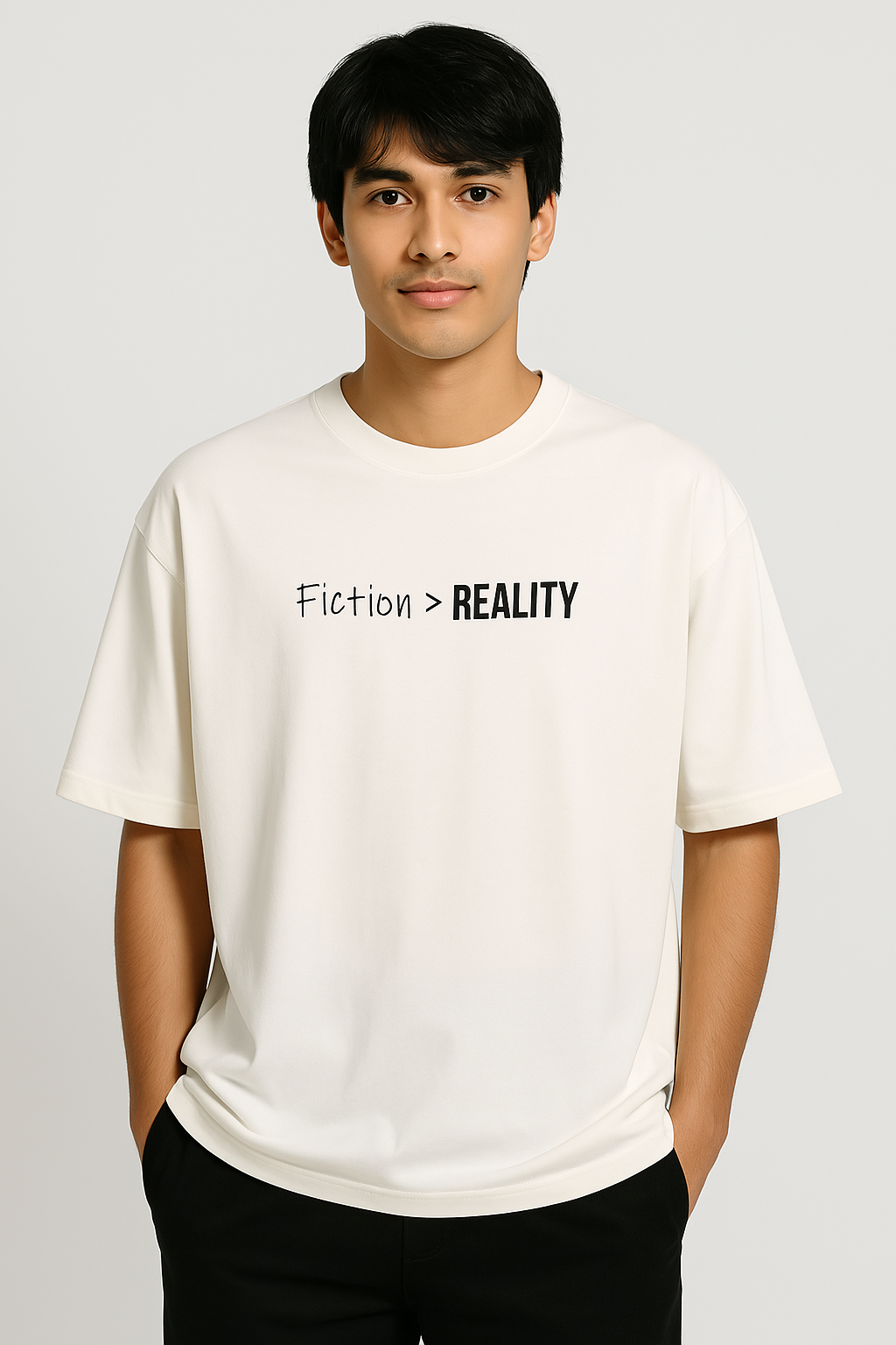 Fiction &gt; REALITY -  Oversized T-Shirt