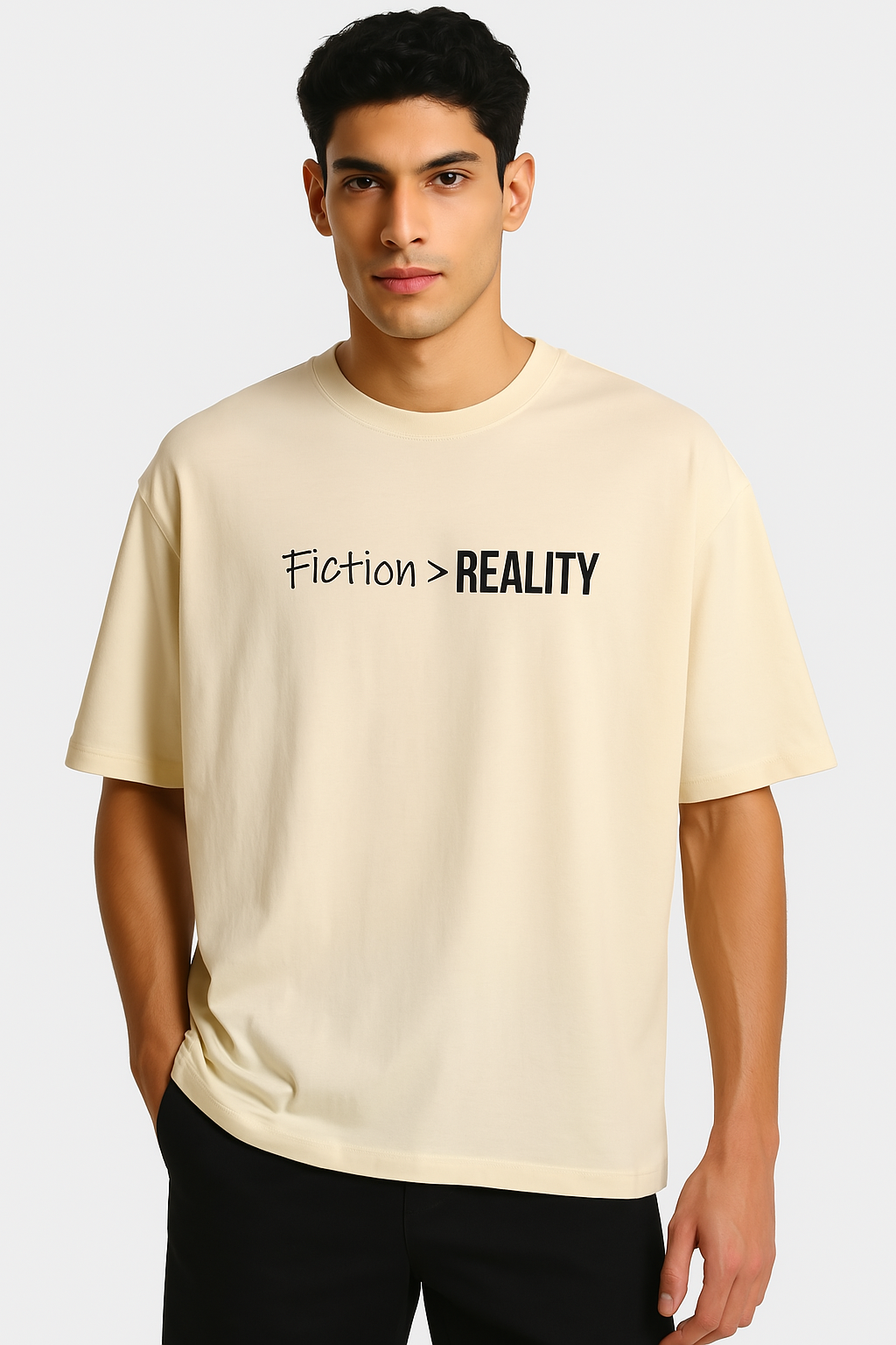 Fiction &gt; REALITY -  Oversized T-Shirt