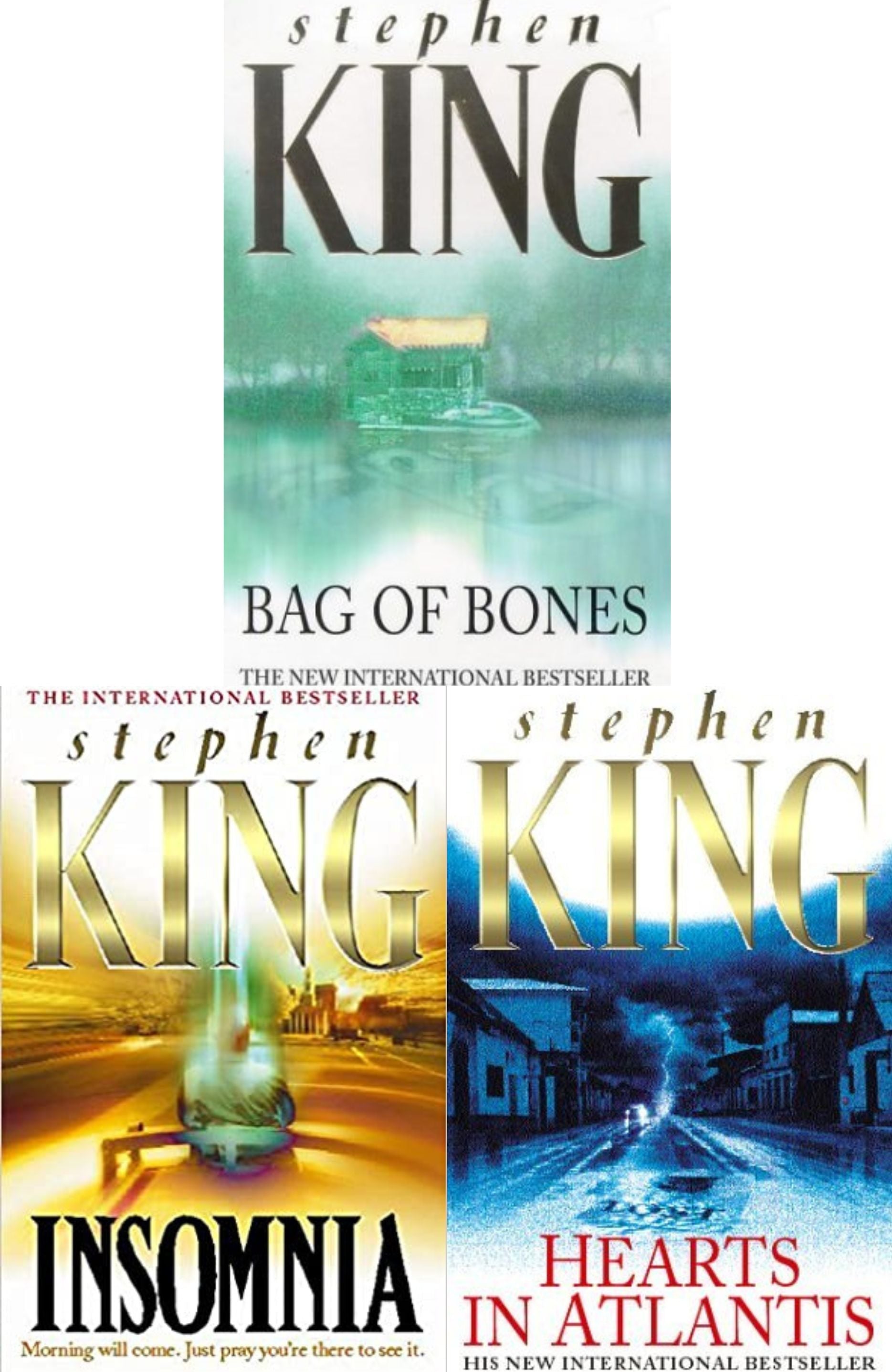 Stephen King Bestseller Book Combo ( Bag of Bones, Hearts In Atlantis, Insomnia )