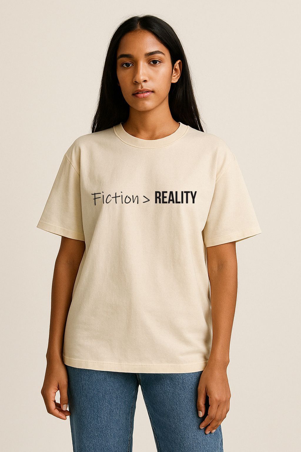 Fiction &gt; REALITY -  Oversized T-Shirt