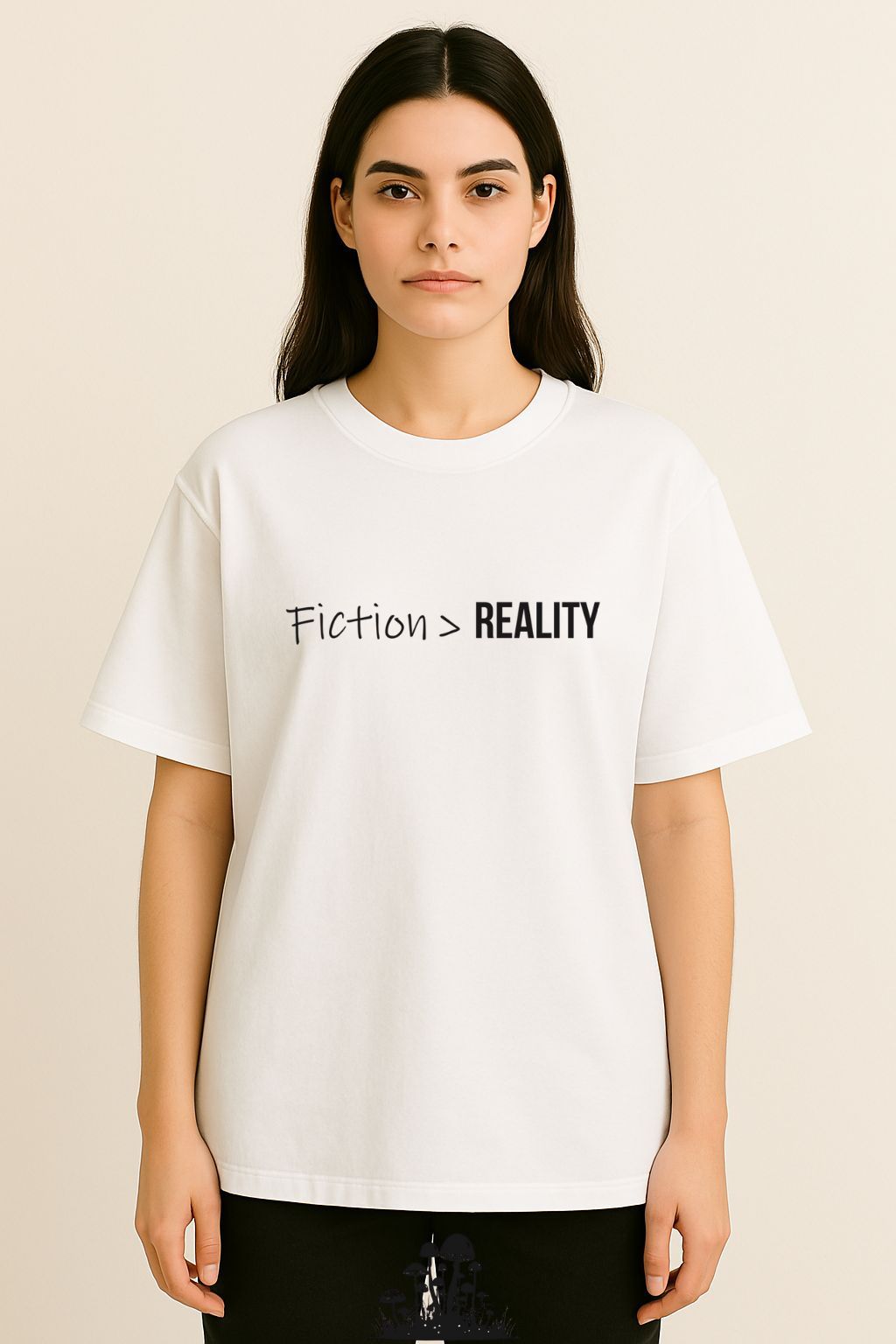 Fiction &gt; REALITY -  Oversized T-Shirt