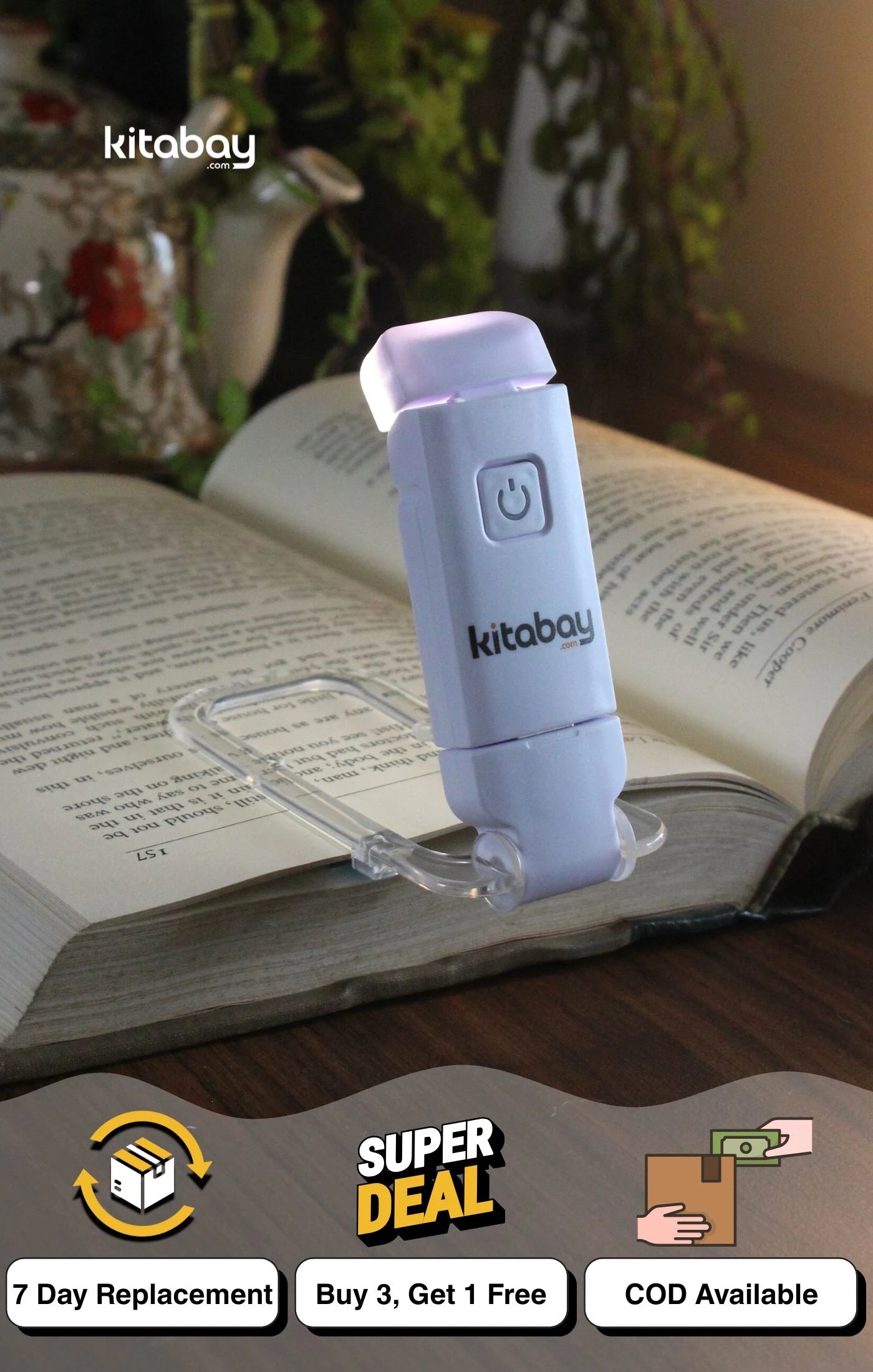 LED USB Rechargeable Book Reading Light | 3 Color Modes &amp; Adjustable Brightness