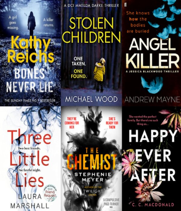 Mystery &amp; Thriller Bestseller Book Combo ( Bones Never Lie, Three Little, Lies, The Chemist, Happy Every After, Stolen Children, Angel Killer )